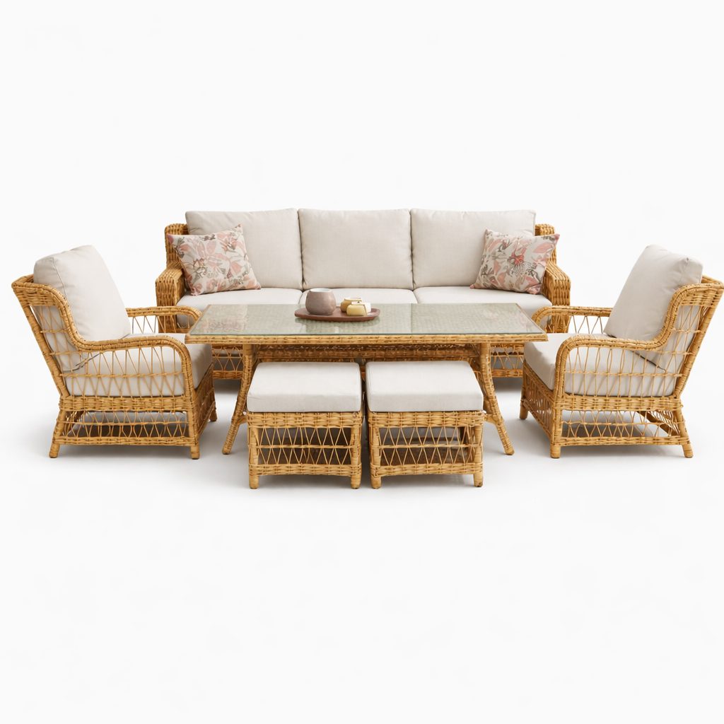 Dallas Rattan Oturma Grubu Kapuçino | Bahçe & Balkon Mobilyası