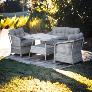 Lecce Rattan Oturma Grubu Gri | Bahçe & Balkon Mobilyası